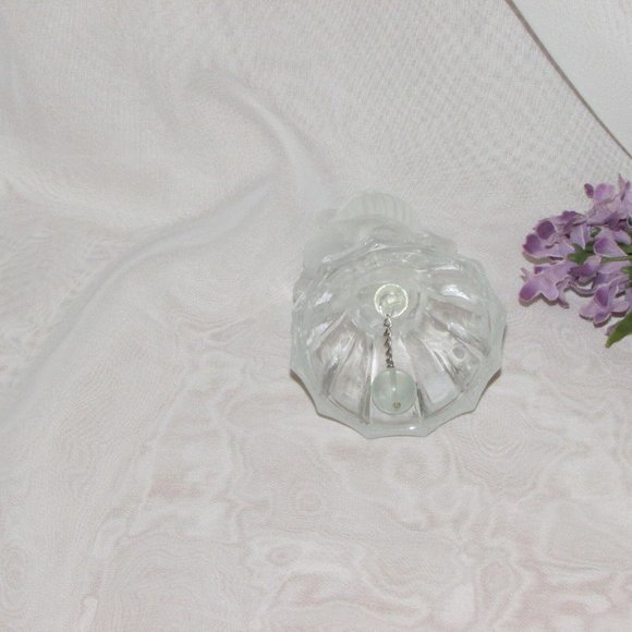 Santa Claus Dinner Bell Frosted Clear Glass Christmas Vintage Holiday Decor - Picture 4 of 7